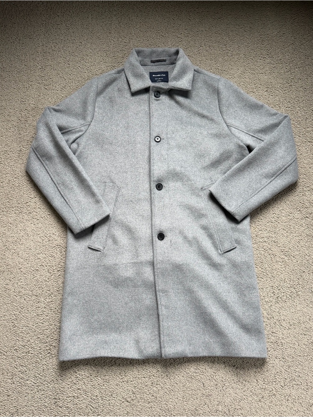 Abercrombie & Fitch Wool-Blend Mac Coat Gray